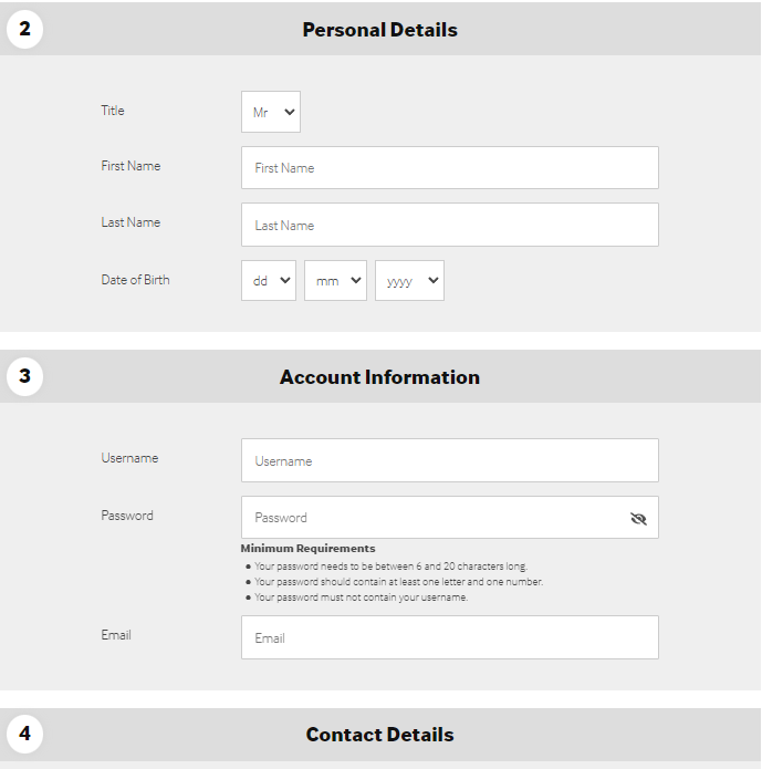 fill out personal details