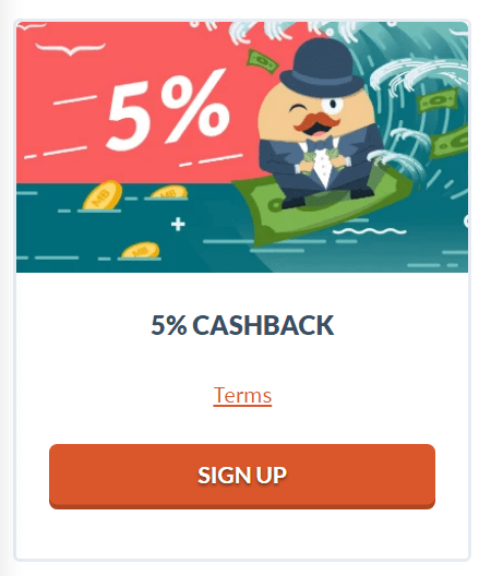 5% Cashback при Mr. Bet