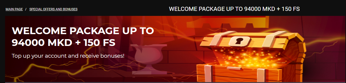 Welcome Package Up To €150 + 150 FS
