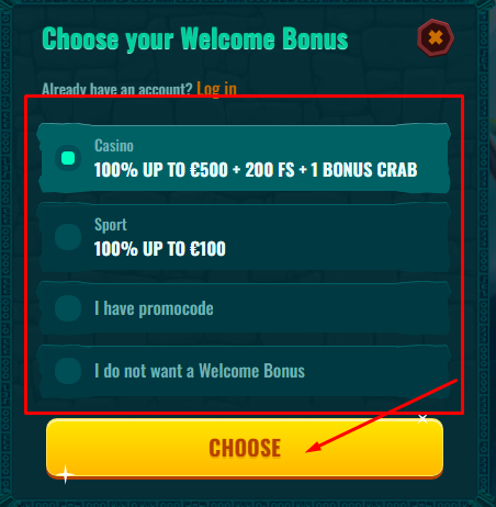 Choose Your Welcome Bonus