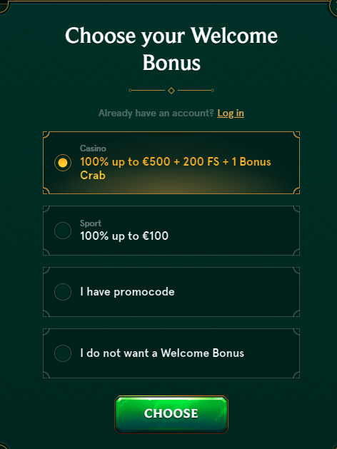 Select Welcome Bonus