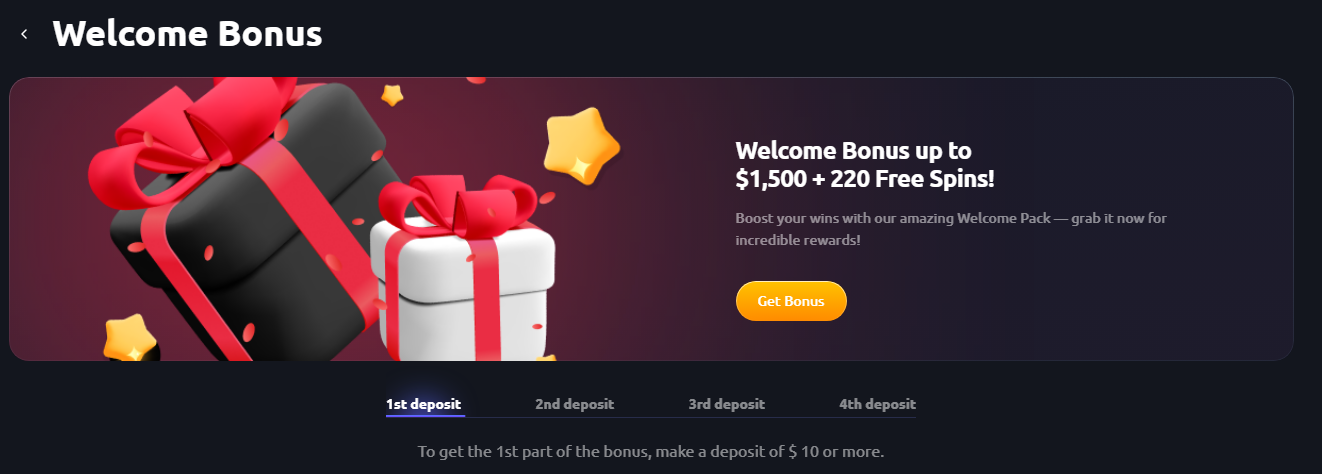 Welcome Bonus hanggang $1,500 + 200 Libreng Spins