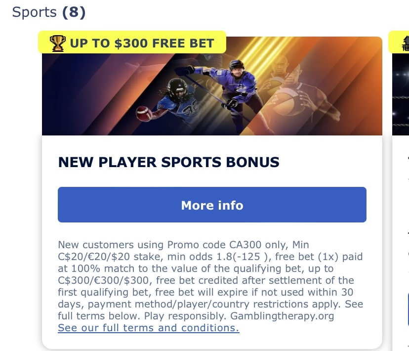New Player Sports Bonus