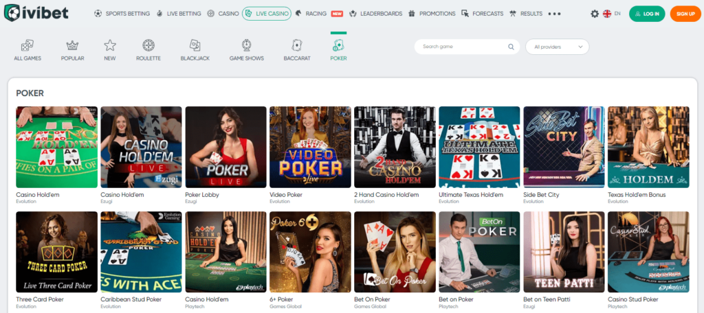 online poker games at Ivibet